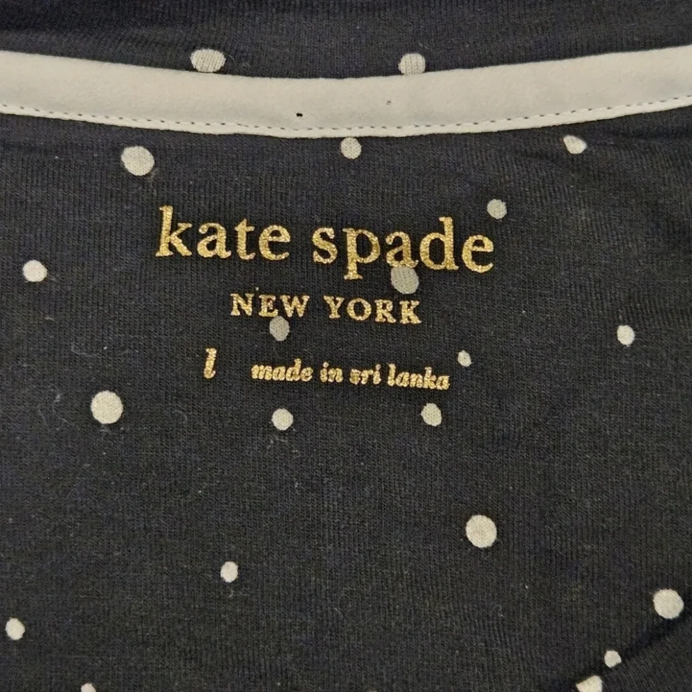 Kate Spade SZ L Starry Night Black White Super Soft Long Sleeve Pajama Sleep Top